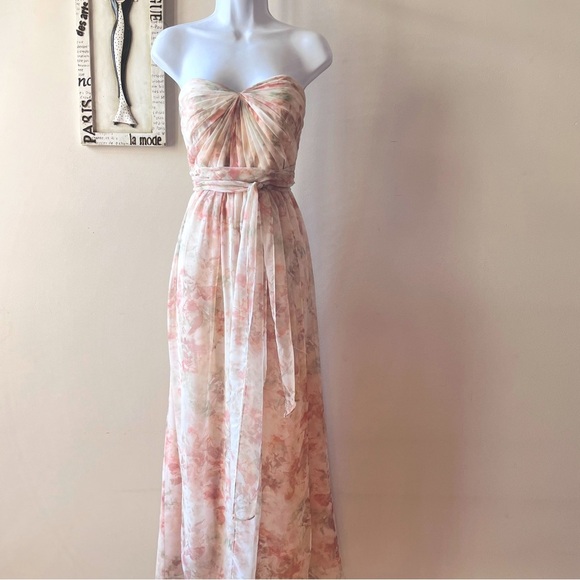 Jenny Yoo Annabelle Convertible Bridesmaid Strapless Floral Dress Size 2 - Picture 1 of 17
